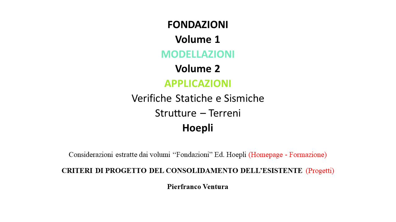 Criteri di progetto del consolidamento dell’esistente